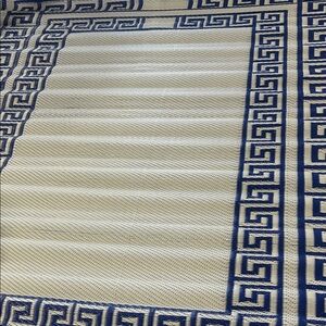 Yemaya Blue and Cream Woven Greek Key Throw or Rug